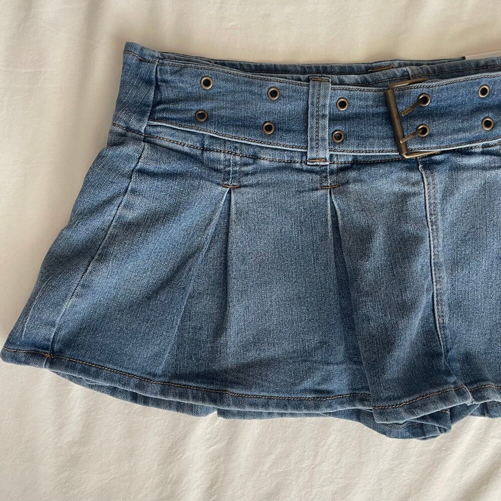 Y2K Micro Skort Pleated with with Belt - size L - Picture 2 of 7